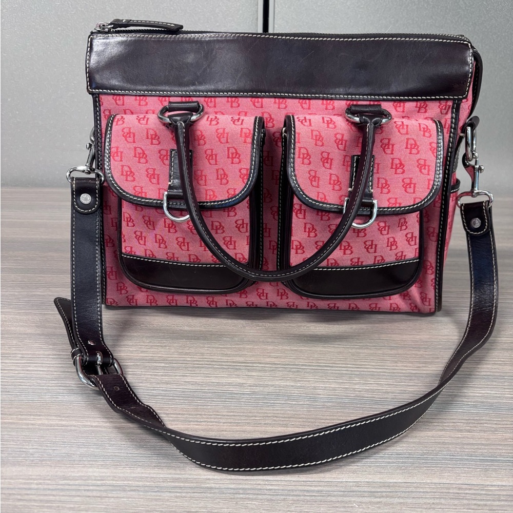 Dooney & Bourke Pink and Dark Brown Purse/Laptop Bag